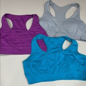 Women’s Racerback Sports Bra - Teal, Purple, Light Gray